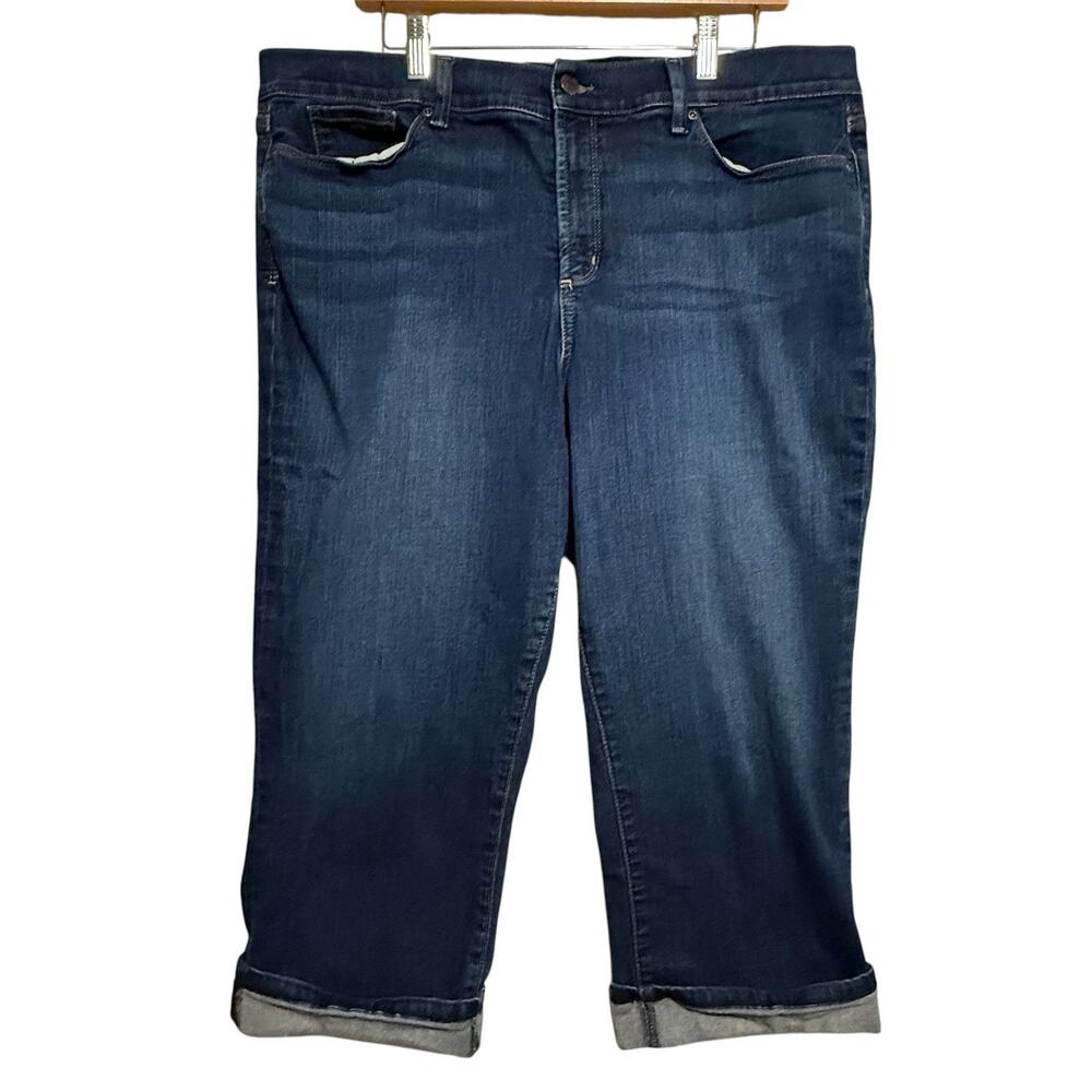 NYDJ SIZE 18 Marilyn Crop Hi Rise Denim Jeans Cuff LiftXTuck Plus Classic Blue